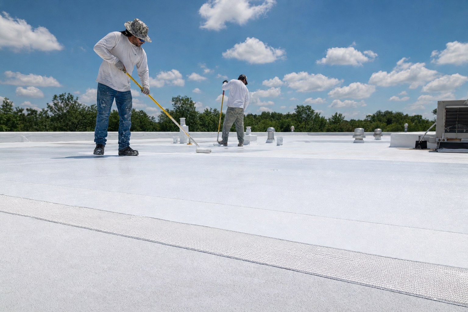 Commercial roof coating application
