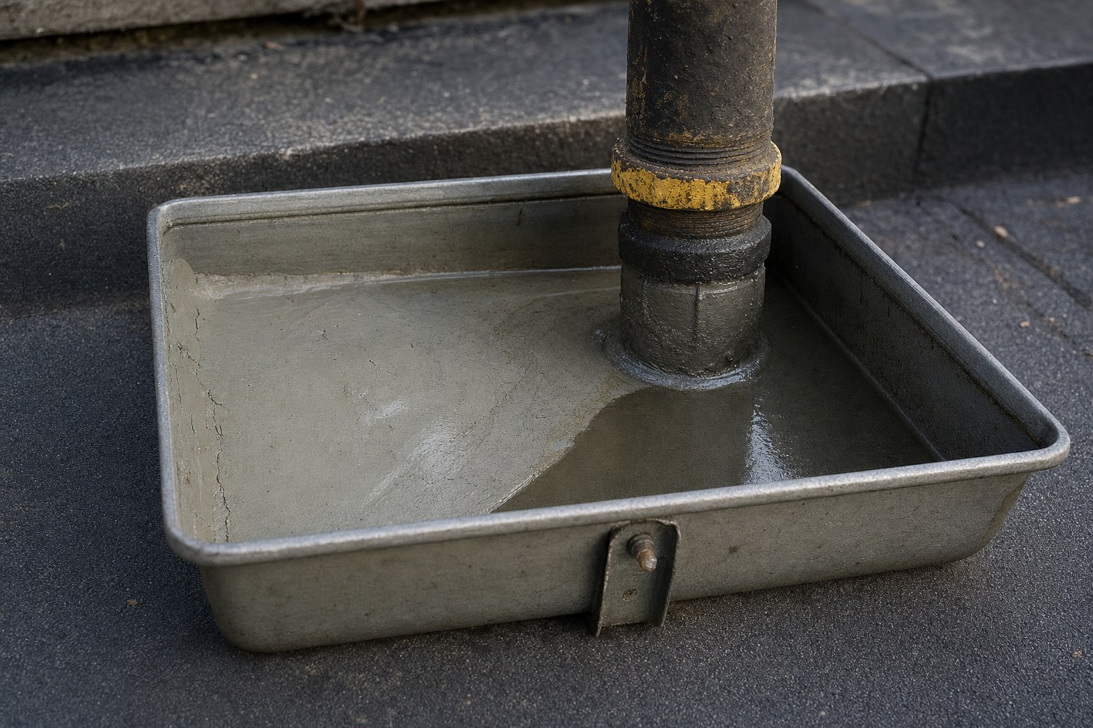 Gas line pitch pan with low sealant